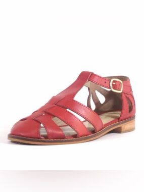 Fisherman Sandals - Chelsea Crew Red Leather Vintage-Style